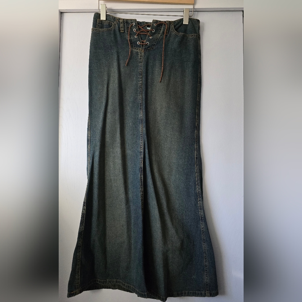Bebe Denim Maxi Skirt